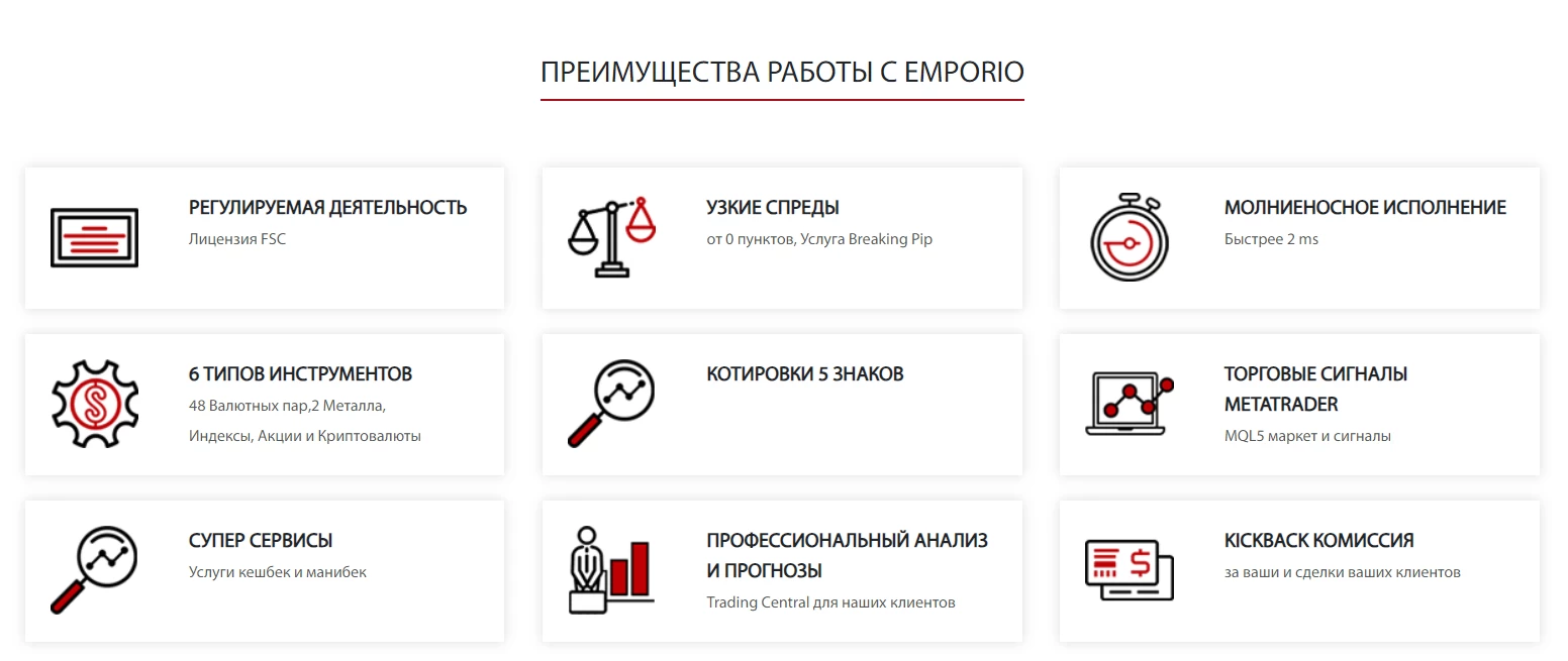 Псевдо преимущества компании Emporio Trading